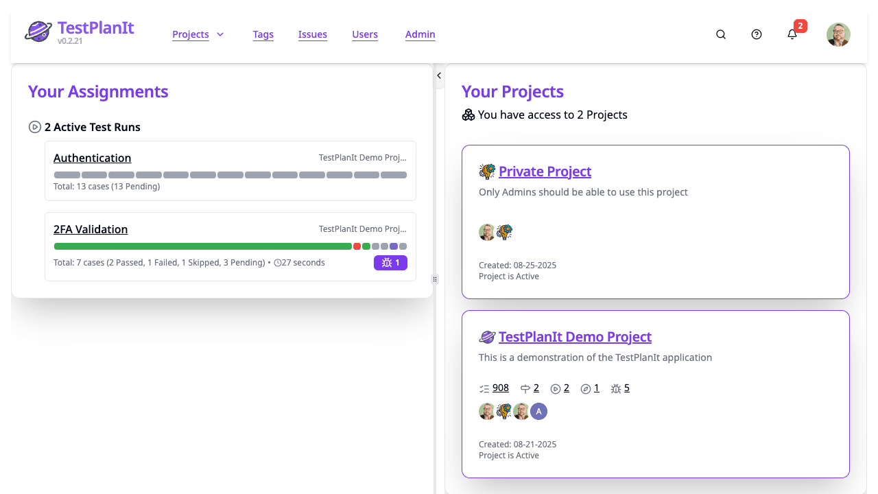 TestPlanIt Dashboard